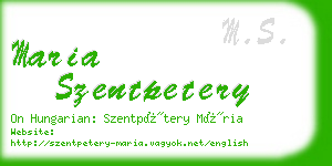 maria szentpetery business card